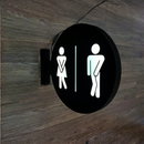 Luminoso em LED - Banheiro WC Dupla Face - Feminino Masculino - Luminária de Parede - Display Bar - 25x25cm - Fonte Bivolt