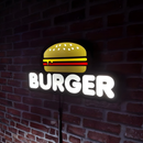 Kit Luminosos em LED - Burguer + Hot Dog - Letreiro - Luminária de Parede - Placa - Fonte Bivolt - 2 Peças