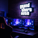 Luminoso em LED - GTA - Grand Theft Auto - Luminária de Parede - Decoração Gamer - 35x30cm - Fonte Bivolt