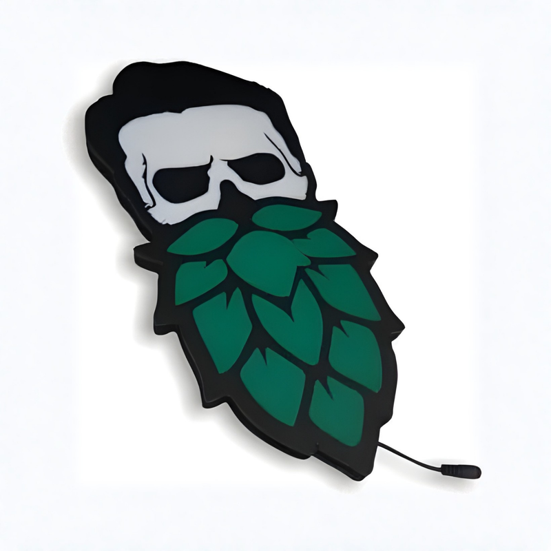 Luminoso em LED - Caveira Barba Lúpulo - Luminária de Parede - Display Bar - 25x50cm - Fonte Bivolt