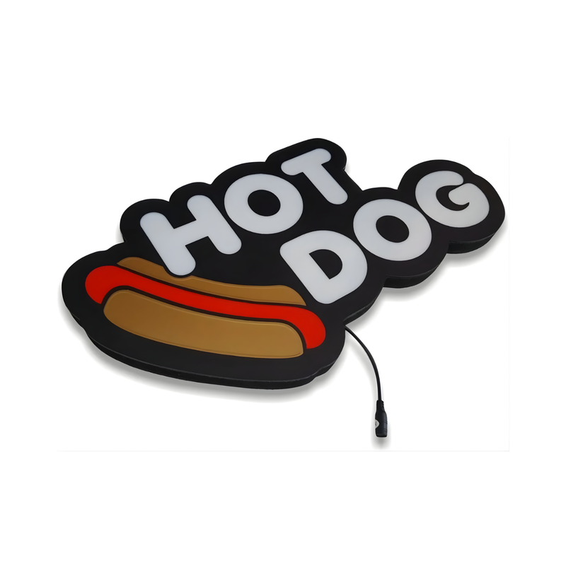 Luminoso em LED - Hot Dog - Cachorro Quente - Letreiro - Luminária de Parede - 50x26cm - Fonte Bivolt