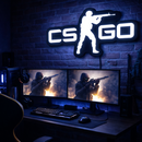 Luminoso em LED - CS:GO - Counter-Strike - Luminária de Parede - Decoração Gamer - 50x25cm - Fonte Bivolt