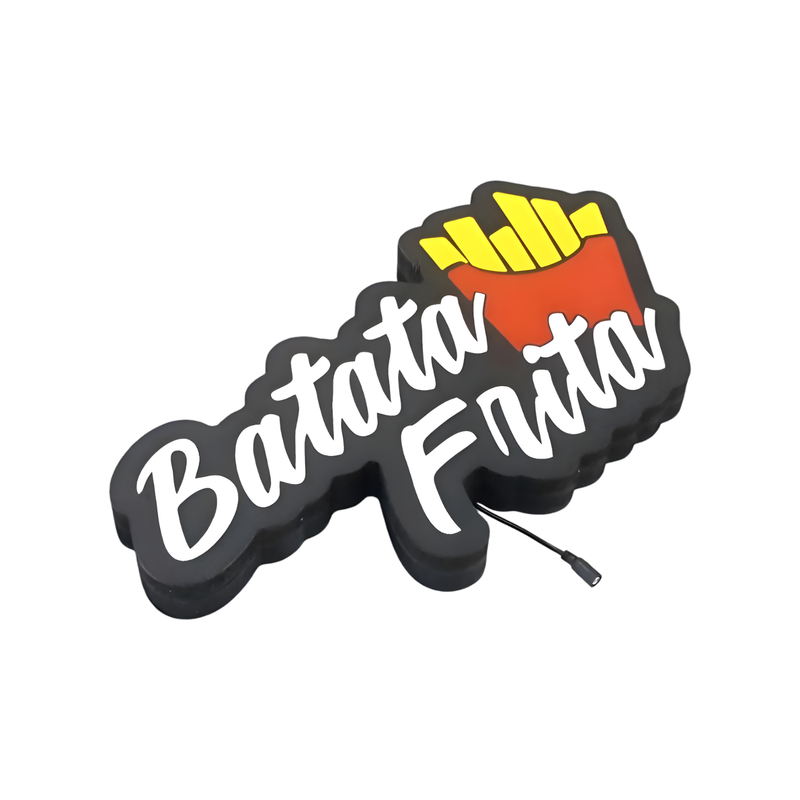 Luminoso em LED - Batata Frito - Letreiro - Luminária de Parede - 55x30cm - Fonte Bivolt