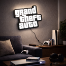 Luminoso em LED - GTA - Grand Theft Auto - Luminária de Parede - Decoração Gamer - 35x30cm - Fonte Bivolt