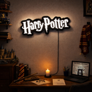 Luminoso em LED - Harry Potter Logo - Luminária de Parede - Hogwarts - Decoração Gamer/Geek - 55x18cm - Fonte Bivolt