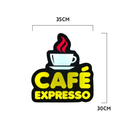 Luminoso em LED - Café Expresso - Luminária de Parede - Display Bar - 35x30cm - Fonte Bivolt