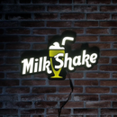 Luminoso em LED - Milk Shake - Luminária de Parede - Letreiro - Display Bar - 49x28cm - Fonte Bivolt