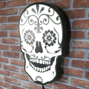 Luminoso em LED - Caveira Mexicana - Luminária de Parede - Display Bar - 30x45cm - Fonte Bivolt