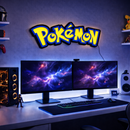 Luminoso em LED - Pokémon - Luminária de Parede - Decoração Gamer/Geek - 45x16cm - Fonte Bivolt