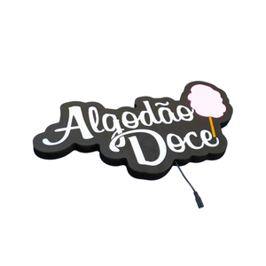 Luminoso em LED - Algodão Doce - Letreiro - Luminária de Parede - 50x20cm - Fonte Bivolt