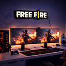 Luminoso em LED - Free Fire - Luminária de Parede - Decoração Gamer - 50x16cm - Fonte Bivolt
