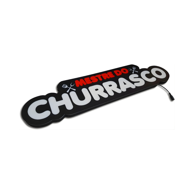Luminoso em LED - Mestre do Churrasco - Luminária de Parede - Display Bar - 60x15cm - Fonte Bivolt