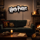 Luminoso em LED - Harry Potter Logo - Luminária de Parede - Hogwarts - Decoração Gamer/Geek - 55x18cm - Fonte Bivolt