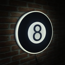 Luminoso em LED - Bola 8 - Sinuca - Bilhar - Luminária de Parede - Display Bar - 40x40cm - Fonte Bivolt