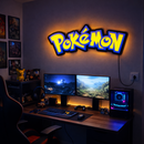 Luminoso em LED - Pokémon - Luminária de Parede - Decoração Gamer/Geek - 45x16cm - Fonte Bivolt