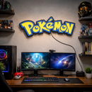 Luminoso em LED - Pokémon - Luminária de Parede - Decoração Gamer/Geek - 45x16cm - Fonte Bivolt