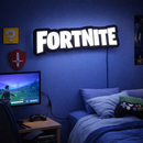 Luminoso em LED - Fortnite - Luminária de Parede - Decoração Gamer - 50x17cm - Fonte Bivolt