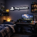 Luminoso em LED - Playstation Logo - Luminária de Parede - Decoração Gamer - 60x15cm - Fonte Bivolt